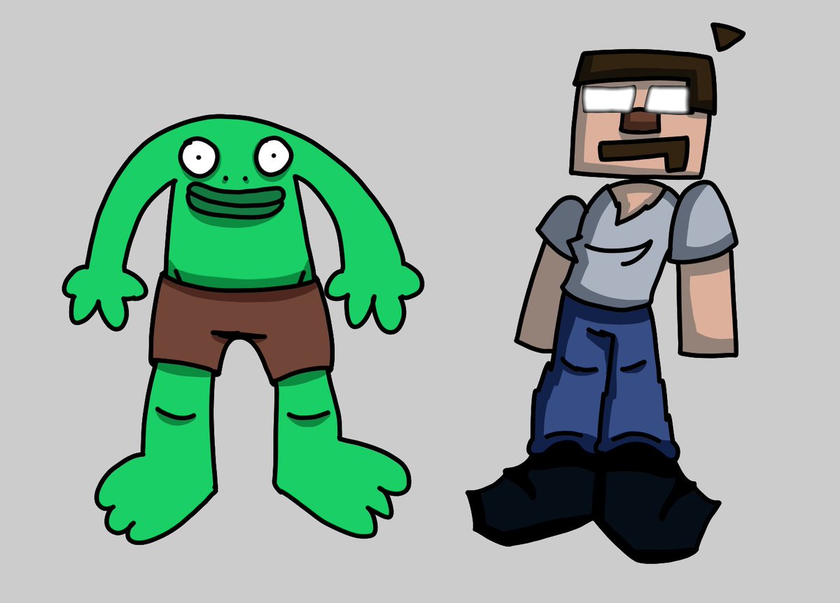 RtheBill's tweet photo. Sowy for bein late but heres Mr Frog vs Herobrine https://t.co/8UuefgpMr2