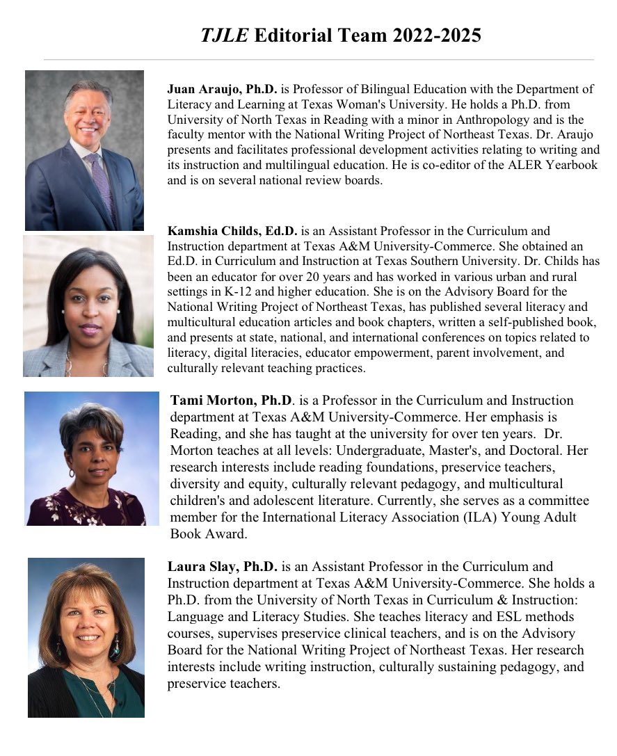 TexasJLE's tweet photo. On behalf of the Texas Association for Literacy Education (TALE), the TJLE editor team from A&amp;M-Commerce &amp; TWU have published a NEW Spring 2024 issue of the TJLE. Please share with your literacy educator colleagues and professional networks:  https://t.co/iuRQVrJsmw Amazing work! https://t.co/ByGe47MLkH