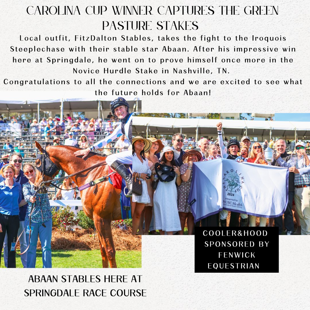 Carolina Cup Racing (@carolinacup) on Twitter photo #tbt to🏅ABAAN🏅
Bring Home the Win
from <a href="/TNSteeplechase/">Iroquois Steeplechase</a>
📸: @DJensenMedia
#carolinacupwinner #greenpastures #theiroquois #nashvilletn #steeplechasing #thecup #MUSChealth #springdaleracecourse
#chasingtraditons #rainorshine #tbt to🏅ABAAN🏅
Bring Home the Win
from <a href="/TNSteeplechase/">Iroquois Steeplechase</a>
📸: @DJensenMedia
#carolinacupwinner #greenpastures #theiroquois #nashvilletn #steeplechasing #thecup #MUSChealth #springdaleracecourse
#chasingtraditons #rainorshine