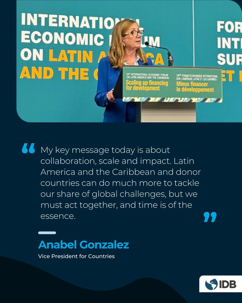 At #LACForum, we are bringing #LatinAmerica and the #Caribbean to Europe, harnessing the potential of international finance for the region we serve. Our VP @_AnabelG highlighted @the_IDB's coordination of global #MDBs and the role of @OECDdev to create solid international