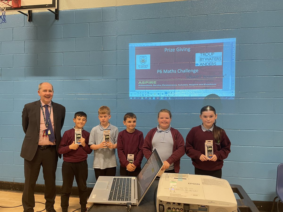 stdavidsHSmaths's tweet photo. A great morning had by all at the P6 Maths Transition. We welcomed teams from our feeder primaries to battle it out and St Mary’s teams came in on top with St David’s Primary in 3rd place. Our highest scores ever!!@StDavidsHS Thanks to our sponsors @TroupBywaters for the prizes! https://t.co/RDkmEAqqwB