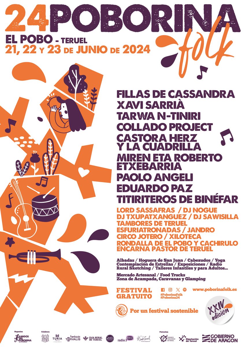 El CARTEL de la XXIV edición de Poborina Folk ya es una realidad 🦎♥️

Un año más os esperamos en El Pobo (Teruel ) para darle una gran bienvenida al verano 🌞