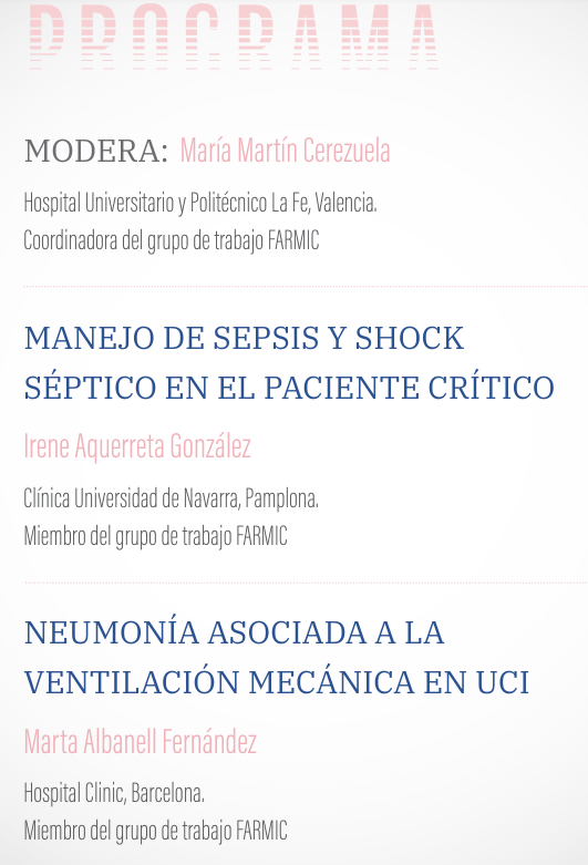 FarMIC_SEFH's tweet photo. ¿Te interesa el papel del farmacéutico en la #sepsis y en la #NAVM ? Te invitamos a que lo descubras en nuestra primera #meriendaintensiva  💻☕️

🗓️13 de junio 16:30h (Webinar Zoom)
🔗Inscripciones (socios SEFH): https://t.co/1xbSwih0OC https://t.co/nRwOcFJ22S