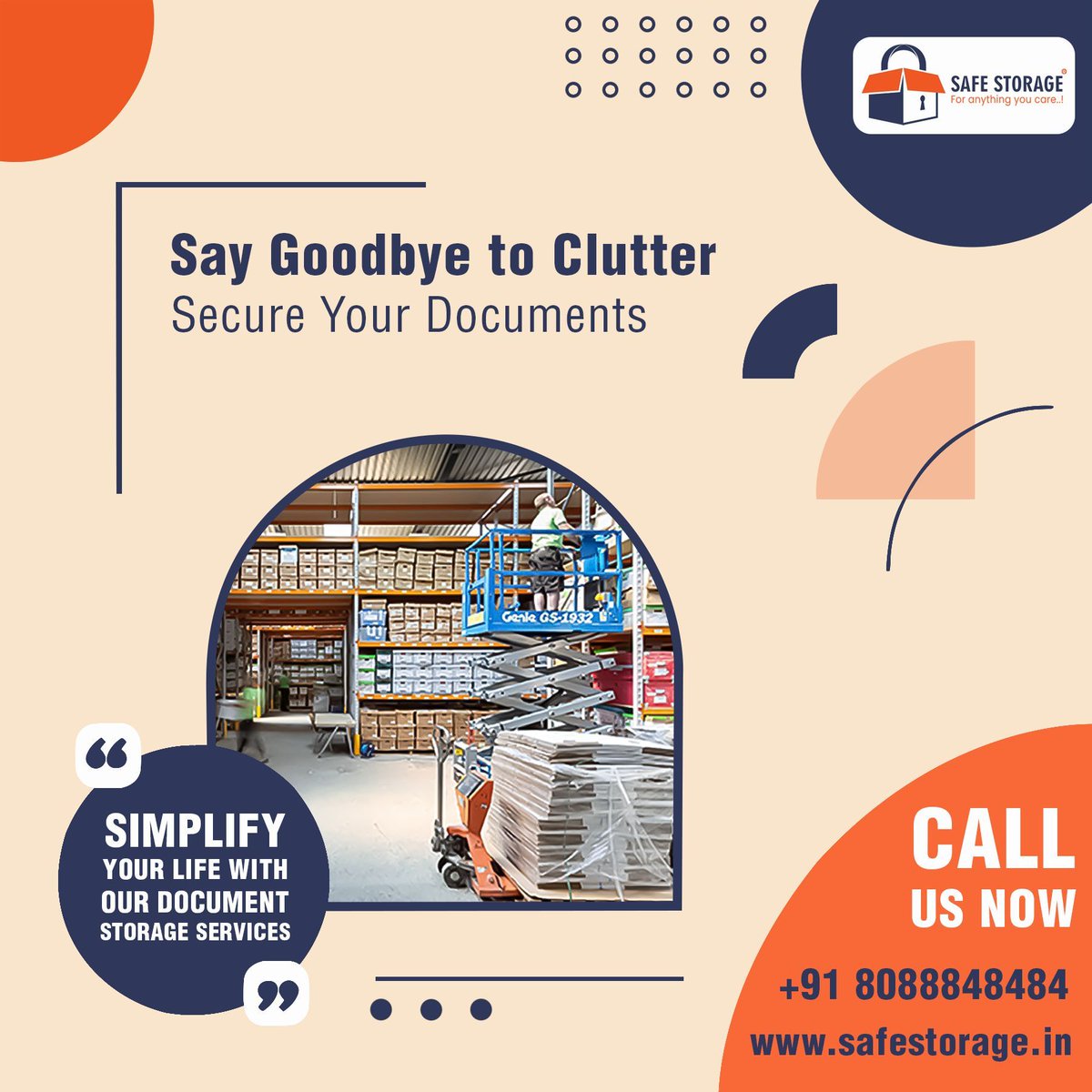 Declutter with ease! Simplify your life and secure your documents with SafeStorage – the ultimate document storage solution. 

For more Info:
Visit our website -buff.ly/2pK6eaM
Call now: 8088848484
#SafeStorage #DeclutterYourLife #explore #SecureStorage #DocumentStorage