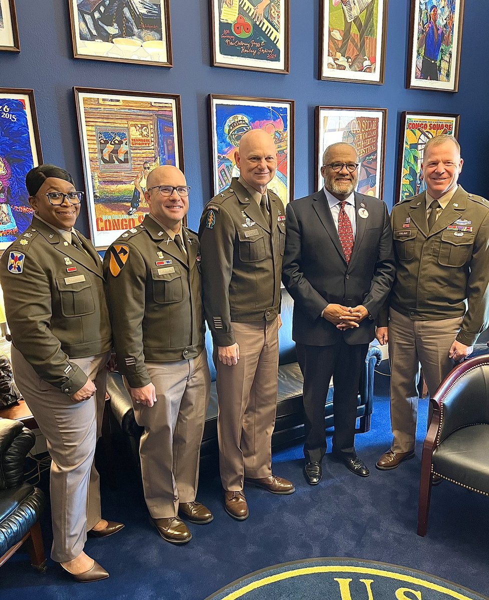 I had a wonderful meeting with Brigadier General Friloux, Brigadier General Greer, and staff from the @LANationalGuard to discuss their legislative priorities.