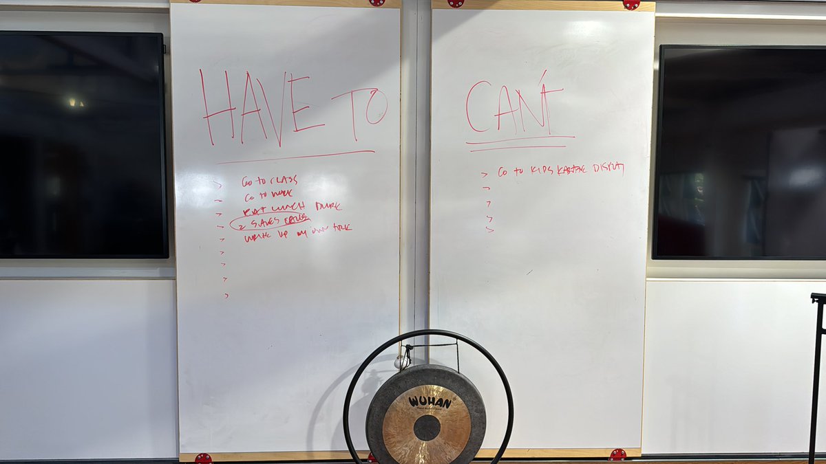 Jeremy Utley (@jeremyutley) on Twitter photo Today is one of my favorite classes <a href="/stanforddschool/">Stanford d.school</a>: “Watch Your Language”
Write down a list of things you “have to” do and “can’t” do.
Read them to a friend.
Have friend read them back to you, replacing “have” with “want” and “can’t” with “won’t.”
Words matter. Today is one of my favorite classes <a href="/stanforddschool/">Stanford d.school</a>: “Watch Your Language”
Write down a list of things you “have to” do and “can’t” do.
Read them to a friend.
Have friend read them back to you, replacing “have” with “want” and “can’t” with “won’t.”
Words matter.