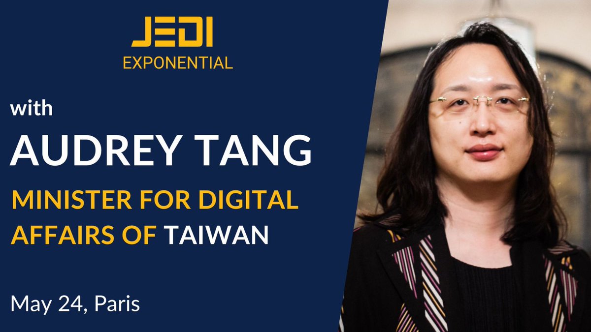 📣 Delighted to welcome @audreyt Minister for Digital of Taiwan & coauthor @pluralitybook for an exchange with #JEDI’s ecosystem: key scientists, deeptech founders, industrialists - on tech & democracy 🗳️🧠 - a priority for us #Science #Moonshots #Vivatech  #TheEuropeanARPA⚡️