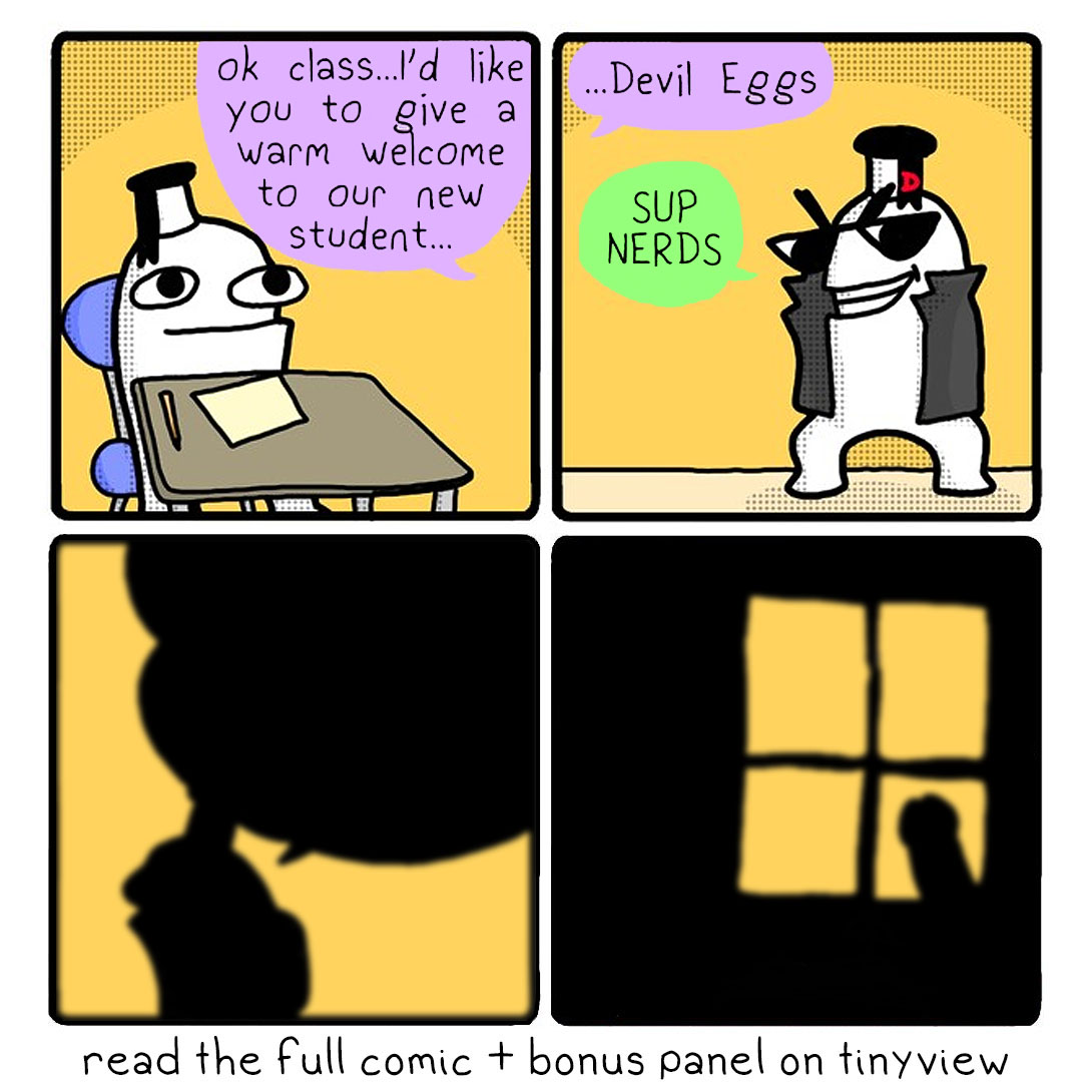 devilish new Eggs n' Ben comic

uncensored version HERE 🥚 https://t.co/r5gt0fHrd9

reading on Tinyview directly supports the artists ♥ 