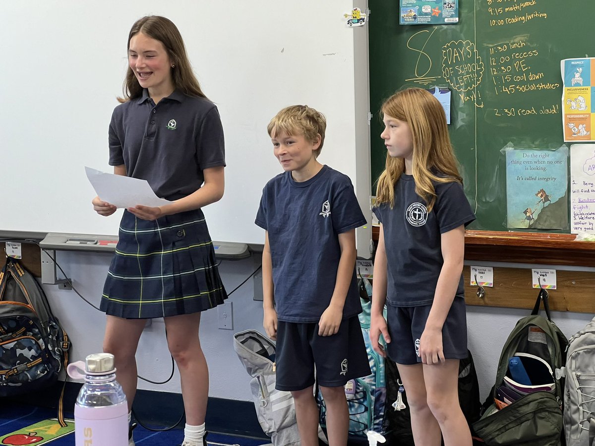 MsStrukely1's tweet photo. Took my 6th graders over to the lower campus for a review activity. My students had a list of Bible characters that we had learned about this year. They were paired with an elementary student and together the read a verse, discussed the story/character, drew pictures &amp; did skits! https://t.co/CsvAojWoKz