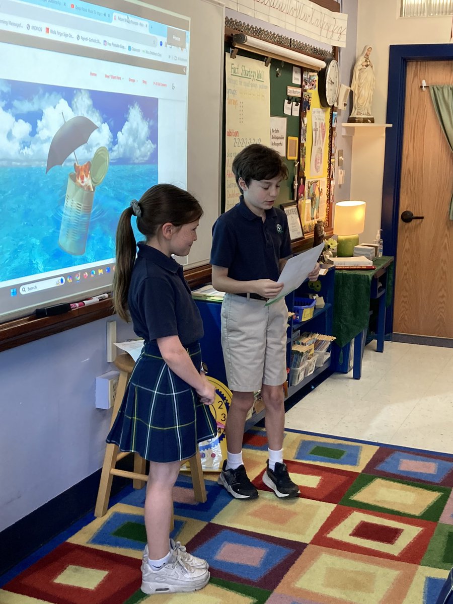 Took my 6th graders over to the lower campus for a review activity. My students had a list of Bible characters that we had learned about this year. They were paired with an elementary student and together the read a verse, discussed the story/character, drew pictures &amp; did skits!