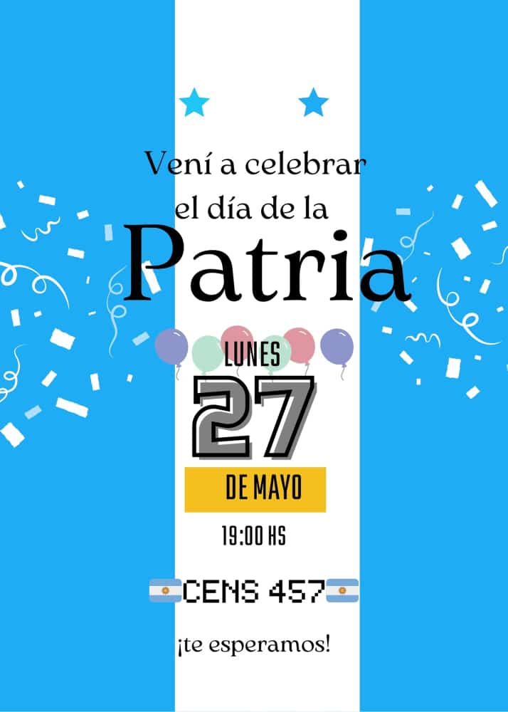 Les acerco la invitación a celebrar con nosotros a la patria en Las Heras y Pasteur, Talar, Tigre #buenjueves #vivalapatria