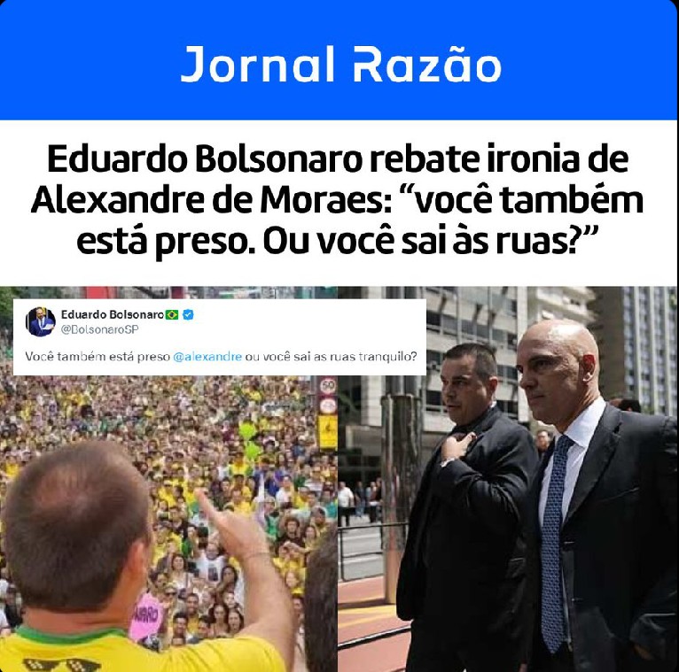 Deputado pergunta se Moraes consegue frequentar lugares públicos ou jantar fora 'sem checar quem estará presente'.