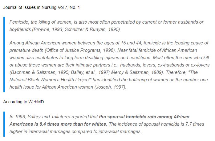 One of the leading reasons for disproportionate health problems in Black females is the high rate of domestic violence by Black males. Frauds like Jennifer Lucero will never mention this.