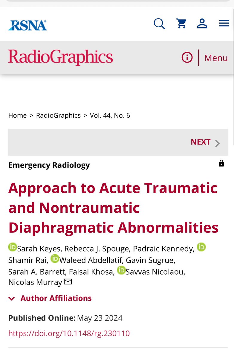 EmergRad's tweet image. Just published! Read our @RadioGraphics “acute diaphragmatic abnormalities” paper (A great cross-border collaboration 🇨🇦 🇺🇸), from: doi.org/10.1148/rg.230…
We discuss a broad collection of relatively uncommon but important acute diaphragmatic pathologies, of particular interest…