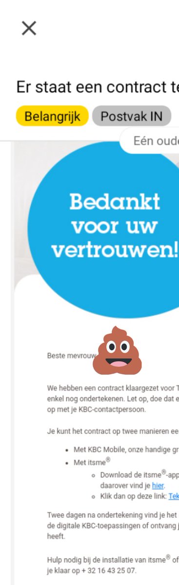 eevf's tweet photo. Lieve @KBC_BE , als je belooft om mij binnen 2 werkdagen te bellen over mijn aanvraag voor een zakelijke rekening en 3 weken later krijg ik een mail met een contract, dan verwacht je toch geen antwoord meer hé? 
#ikzitalbijBelfiusondertussen #dienamenookdetelefoonopenal @Belfius https://t.co/C849NfR4h0