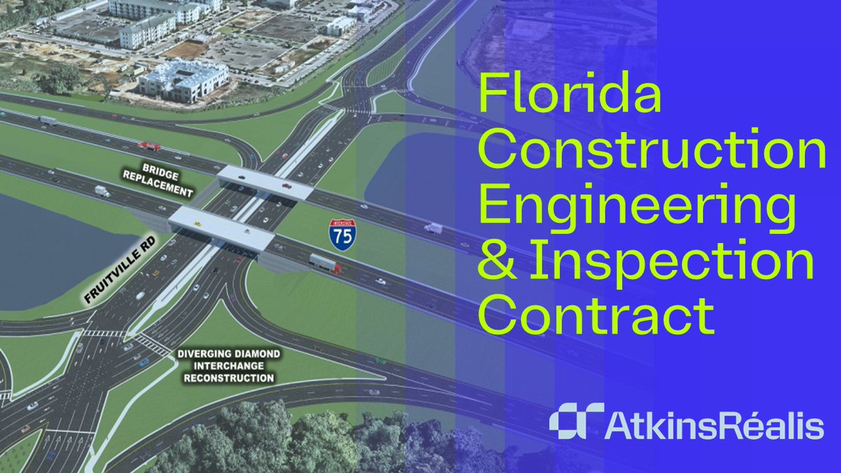 atkinsrealis's tweet image. @MyFDOT has selected us to provide CEI services on the I-75 at Fruitville Road Interchange project. Read about how we are #EngineeringABetterFuture and ensure Florida’s #Transportation #Infrastructre is ready for todays needs and tomorrow’s demands : atkinsrealis.com/en/media/trade…