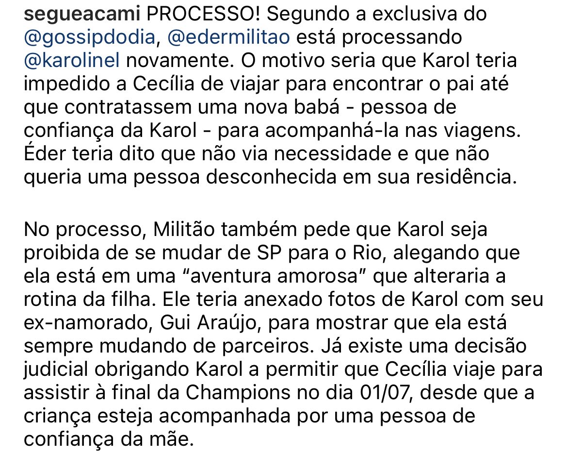 vaidesmaiar's tweet photo. Gente? O Militão processando a Karol de novo e querendo impedir ela de se mudar para o Rio e ainda colocou a vida amorosa dela no processo.Amado? https://t.co/DP4pJae2ou