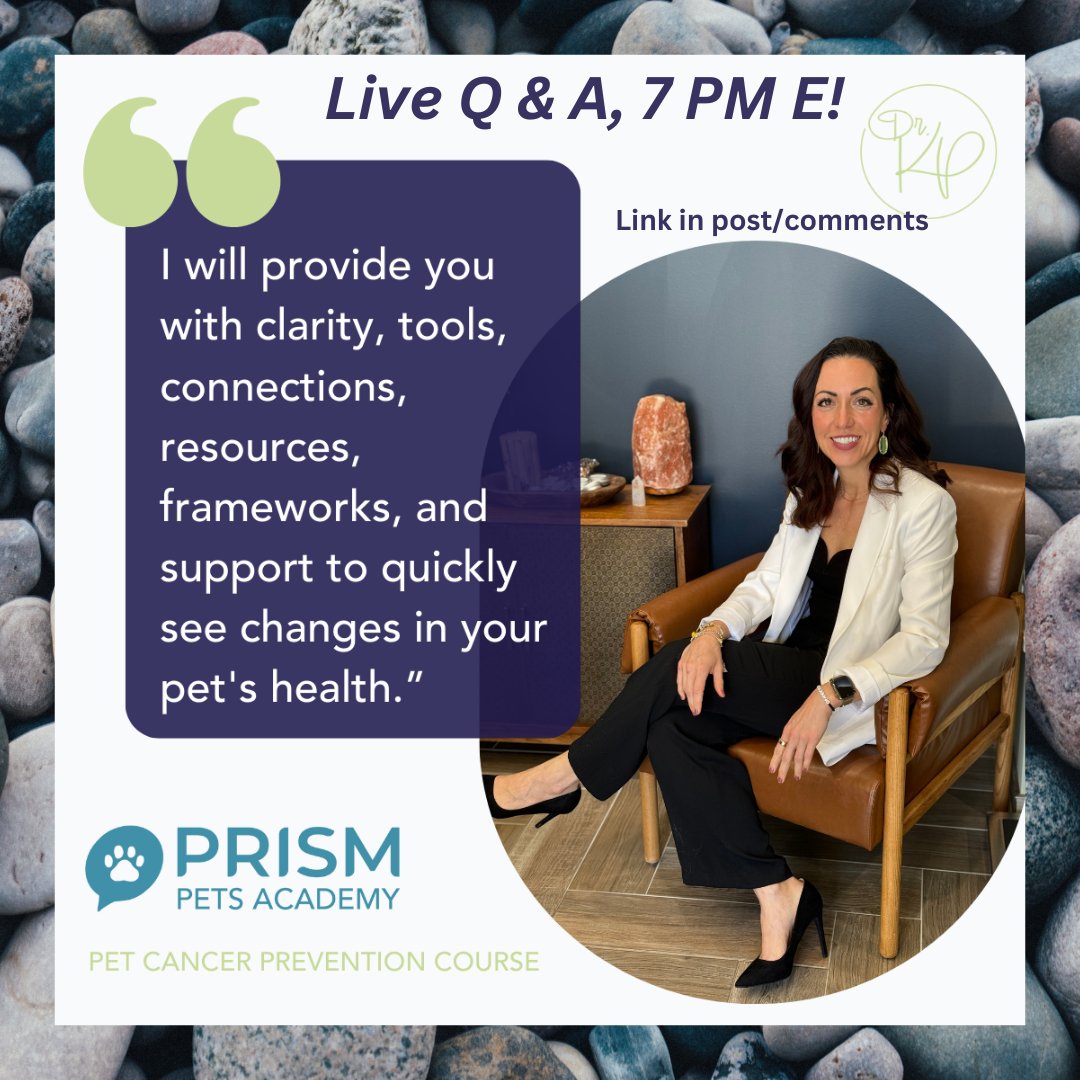 Don't miss Dr. Pope's LIVE Q &amp; A session, at 7 PM Thursday, 5/23. Click tinyurl.com/DrPQuestions to join the Zoom. Get answers to your questions about cancer, integrative care, &amp; the course directly from one of only four integrative veterinary oncologists in the country.
