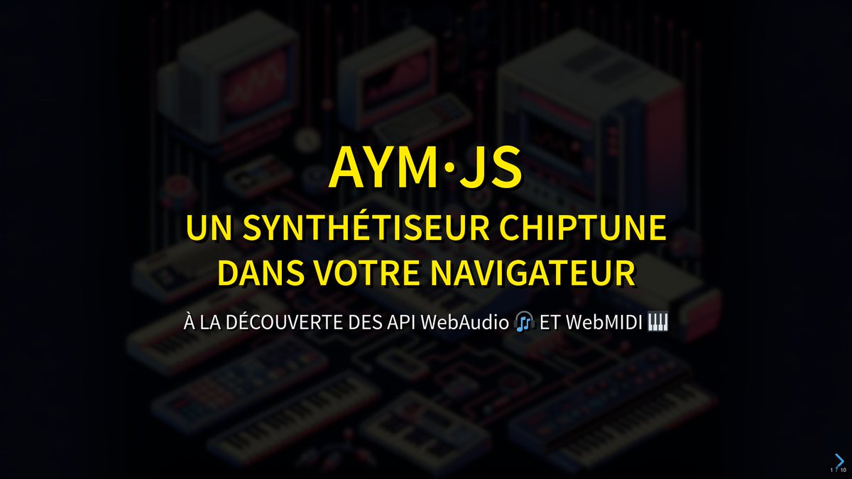 ponceto91's tweet image. Je travaille sur les slides de mon prochain talk que je donnerai à @RivieraDEV en juillet prochain ... ça va déboucher les cages à miel ! #WebAudio #WebMIDI