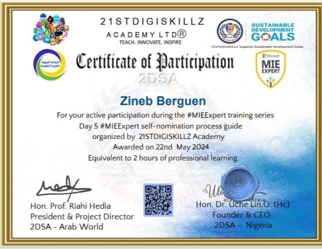 BerguZineb's tweet photo. #21STDIGISKILLZ_ACADEMY
#MIEExpert
#Microsoft_EDU https://t.co/LguVFymtZF