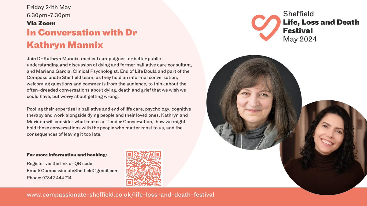 Just one day to go 'til this brilliant session being delivered as part of the #SheffieldLifeLossAndDeath Festival with @drkathrynmannix and Mariana Garcia. Everyone is welcome to join this free online session, simply register to attend via us06web.zoom.us/webinar/regist… #dyingmatters