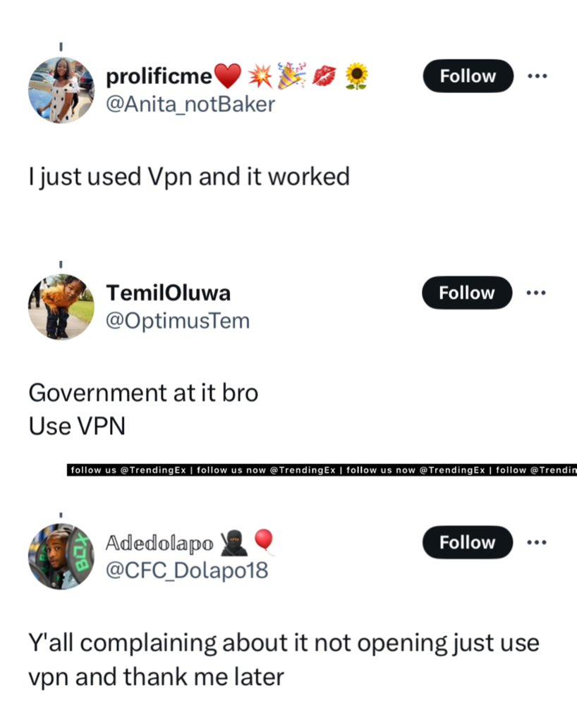 Use VPN is trending not because Twitter has been banned again, but because TapSwap is not opening in Nigeria at the moment unless you use a VPN to access it.

Apparently a lot of Nigerians flocked into telegram to capitalize on the tapping technology after missing out on NotCoin.
