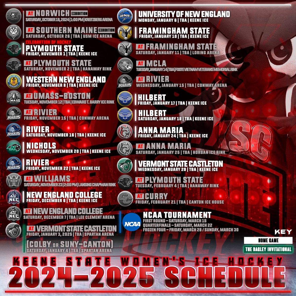 Excited to announce our 24-25 schedule. Stay tuned as we continue to introduce members of the Inaugural Women’s Ice Hockey Team! #ksc_wih #owlshockey