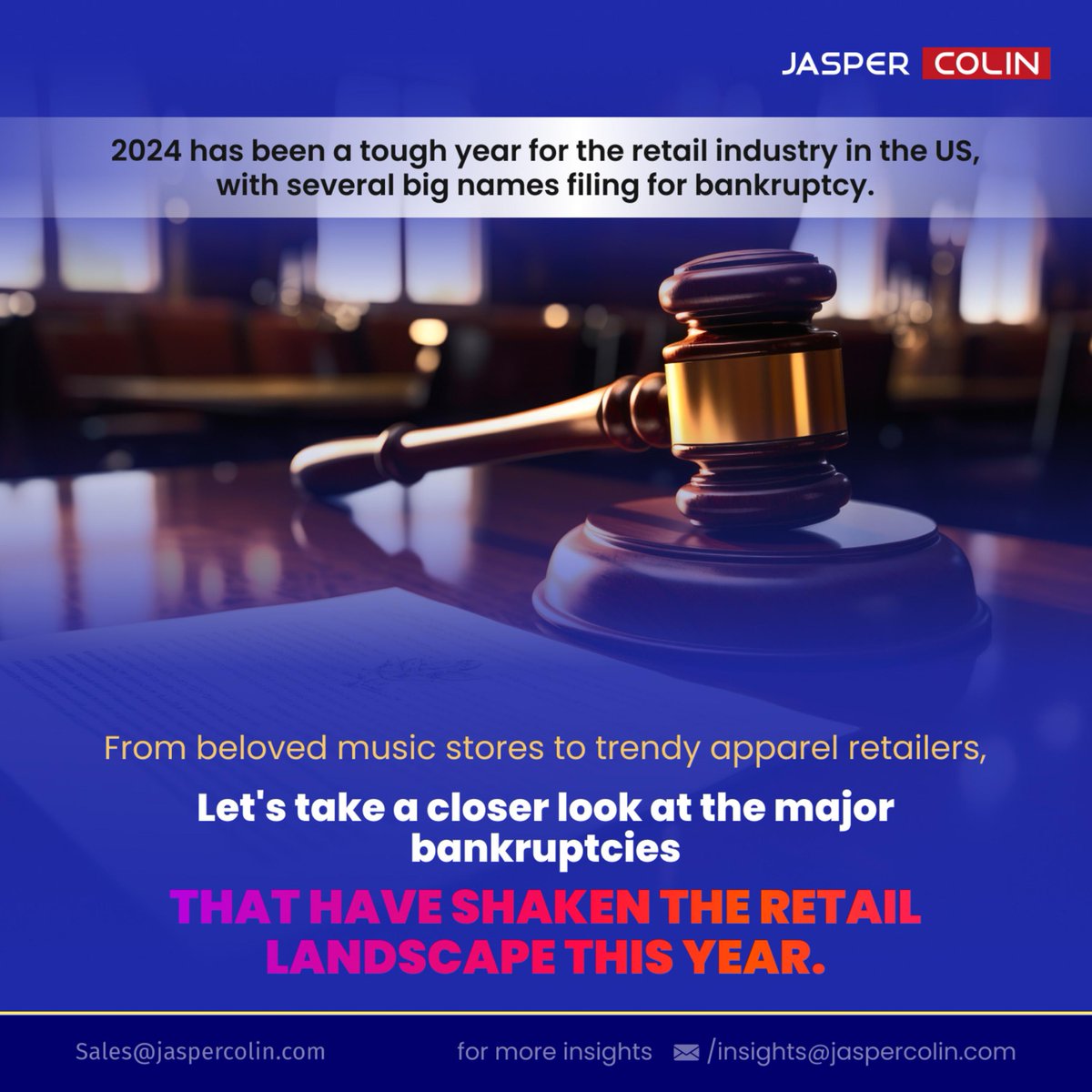 jaspercolin_res's tweet photo. From music stores to trendy apparel, big names are filing for bankruptcy.

Is your favorite retailer next?

Our report dives into the MAJOR bankruptcies of 2024

#JasperColin #RetailBankruptcy #RetailCrisis #FutureofRetail #RetailCollapse #EconomicDownturn #2024Crisis #retailnews https://t.co/qNfX8n6Gdh