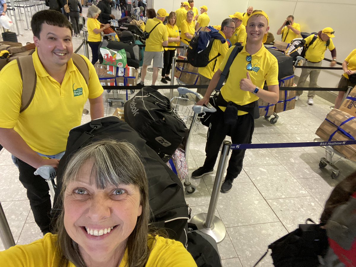 marywatkins7's tweet photo. It’s started !! 18 volunteers and 39 x 23kg bags arrived at Heathrow airport. The 17th annual tour to Rwanda with @RwandanRugby flying with @FlyRwandAir https://t.co/vrTYc78f55
