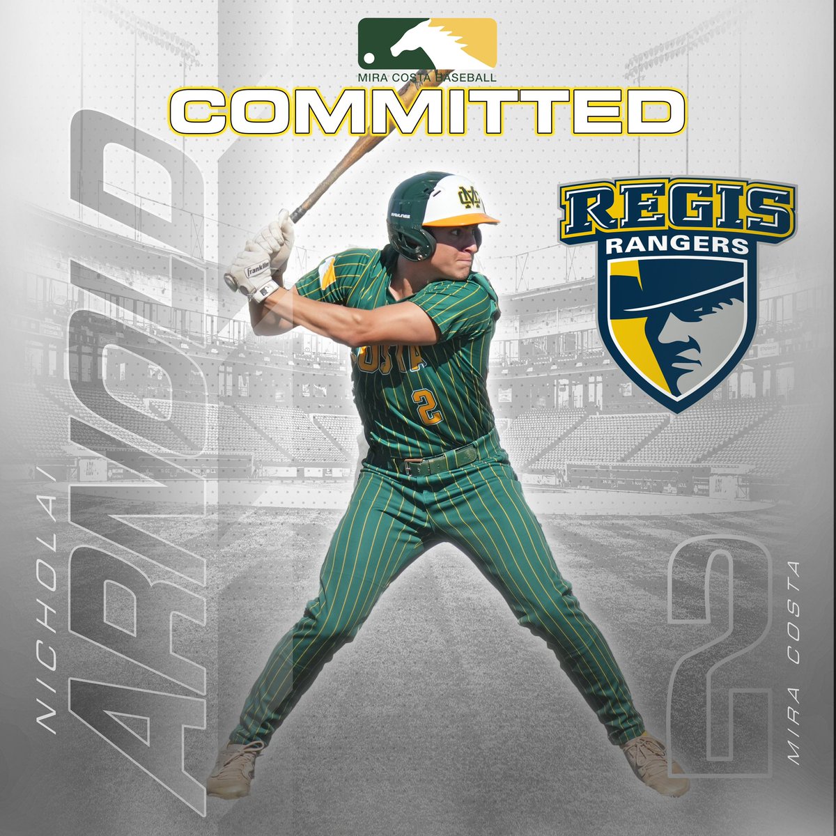 Big shout out to Costa 2024 2B Nicholai Arnold for committing to play for Regis University.  Way to go, Nico!