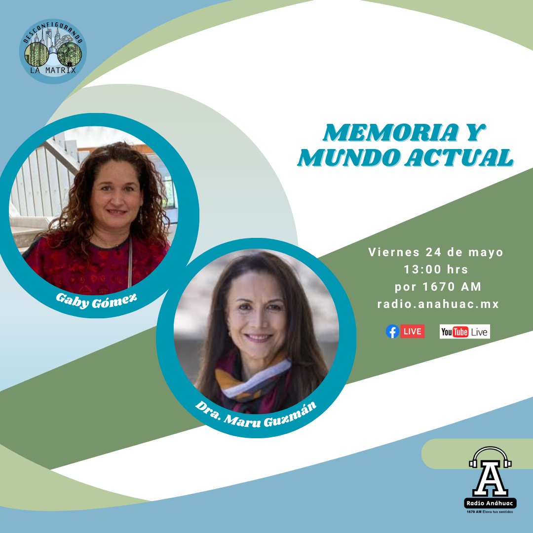 #Transimisión ¿Por qué es importante conocer la historia para vivir en el mundo actual?. Este #viernes conversaremos de esto con la Dra. Maru Guzmán. ¡Acompáñanos! 🕙 12:00 hrs 💻 radio.anahuac.mx 🔵 Facebook bit.ly/3Ri6Rnj 🔴 Youtube bit.ly/3yRSX