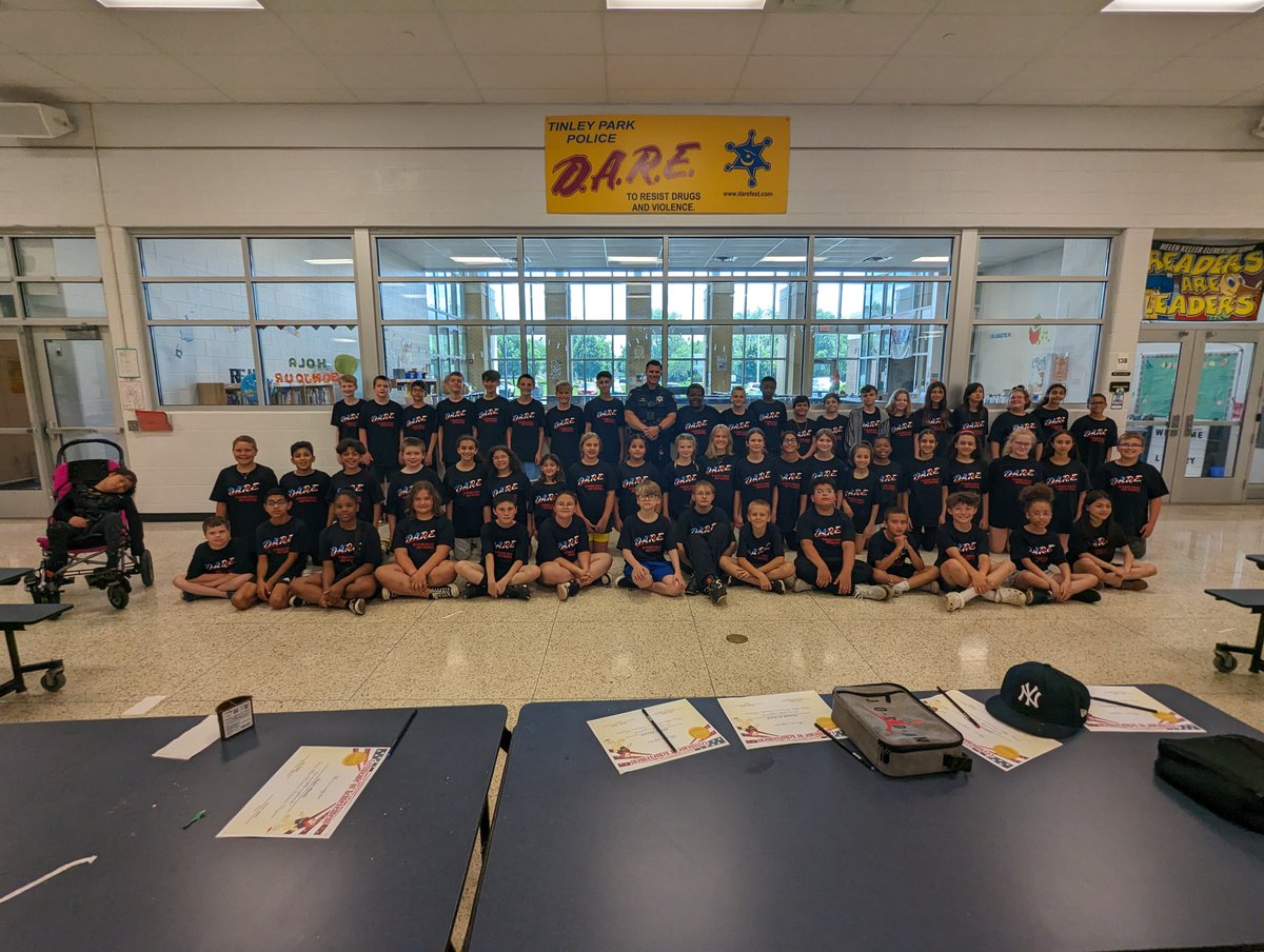We would like to thank Officer Fugger of the Tinley Park PD for helping us out all year with the DARE program. Our 5th graders graduated today and had a nice celebration! #KellerProud #KirbyONE40 #EveryChildEveryDay