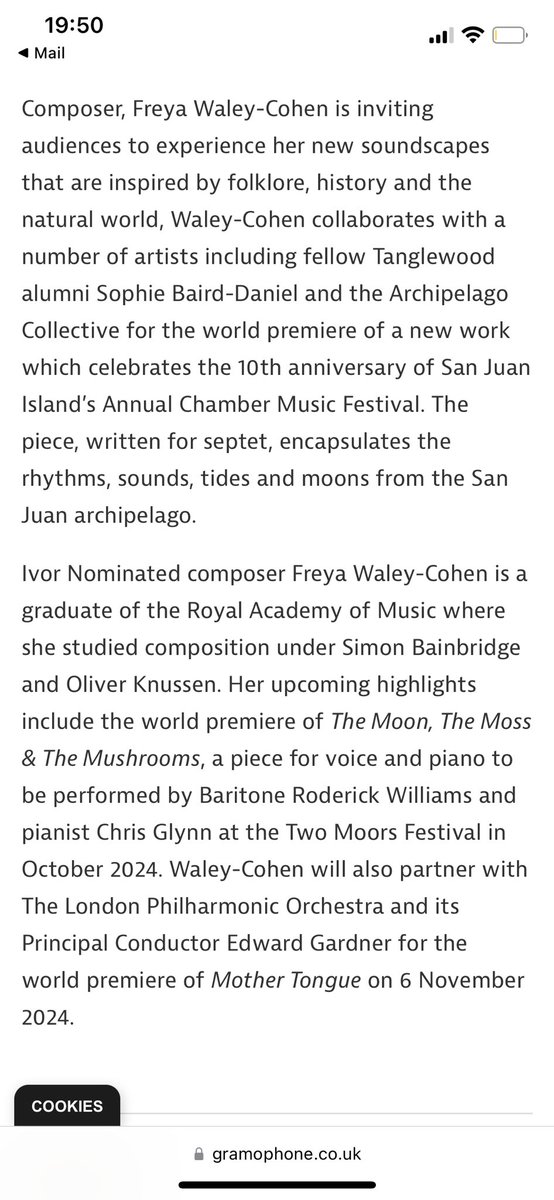 Freya Waley-Cohen (@freyawaleycohen) on Twitter photo Thank to <a href="/GramophoneMag/">Gramophone</a> for writing about the things I’ve been cooking up for this sept / oct / nov!
<a href="/nmcrecordings/">NMC Recordings</a> <a href="/RDMR1/">Rebecca Driver Media Relations</a> <a href="/2MoorsFestival/">Two Moors Festival</a> <a href="/LPOrchestra/">London Philharmonic Orchestra</a> <a href="/birdsonghp/">Birdsong Music Publishing</a> Thank to <a href="/GramophoneMag/">Gramophone</a> for writing about the things I’ve been cooking up for this sept / oct / nov!
<a href="/nmcrecordings/">NMC Recordings</a> <a href="/RDMR1/">Rebecca Driver Media Relations</a> <a href="/2MoorsFestival/">Two Moors Festival</a> <a href="/LPOrchestra/">London Philharmonic Orchestra</a> <a href="/birdsonghp/">Birdsong Music Publishing</a>