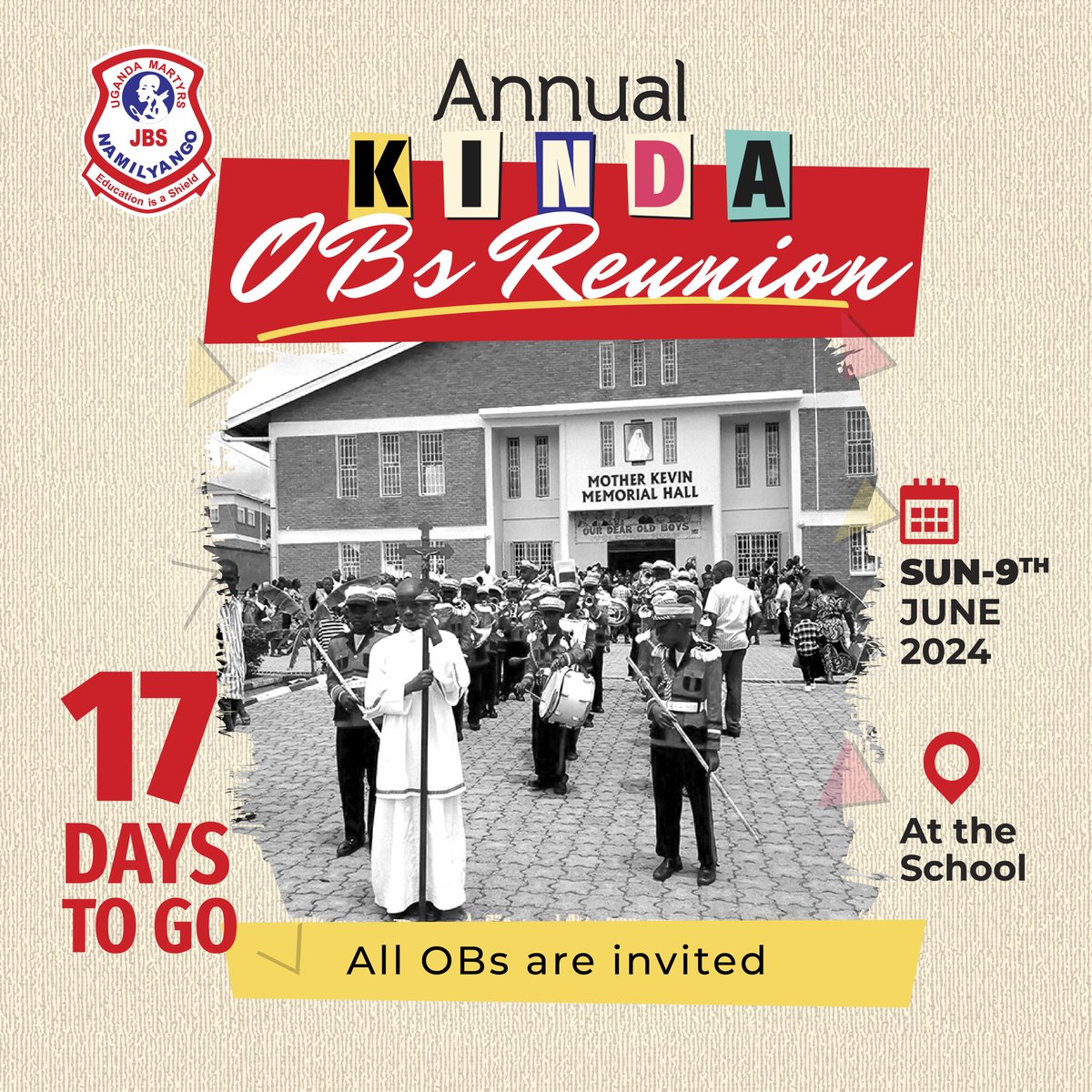 OBs Reunion on Sunday 9th June, 2024.

You're all invited.