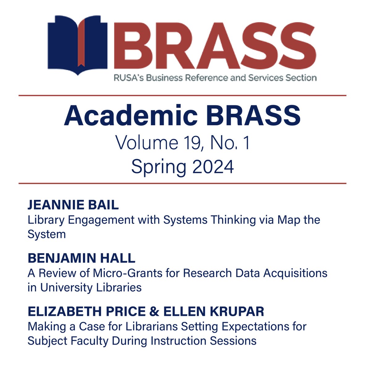🆕 The Spring 2024 issue of Academic BRASS is out today! Check out the three new articles here: bit.ly/3Ve2Vbp

#bizref