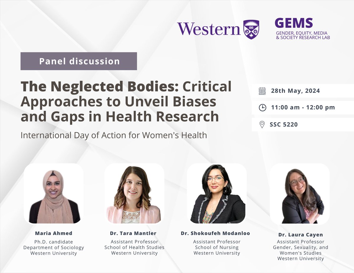 On International Day of Action for Women's Health, May 28th, I will join a great panel to discuss why critical approaches and community-led participatory methods are important in today's health research landscape. @westernuSocSci @westernuFHS @VPRWesternU @westernuNursing