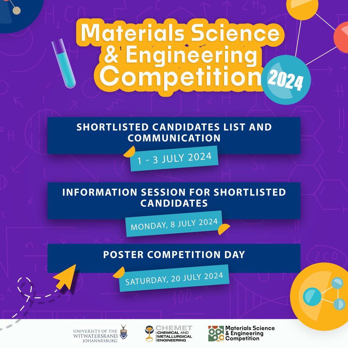 Materials Science &amp; Engineering Competition 2024 | Are you a Grade 09,10 or 11 learner interested in how Materials Science and Engineering can shape your future?    Learn more about the competition and submit your registration: shorturl.at/qQV37   Closing date: 20 June 2024
