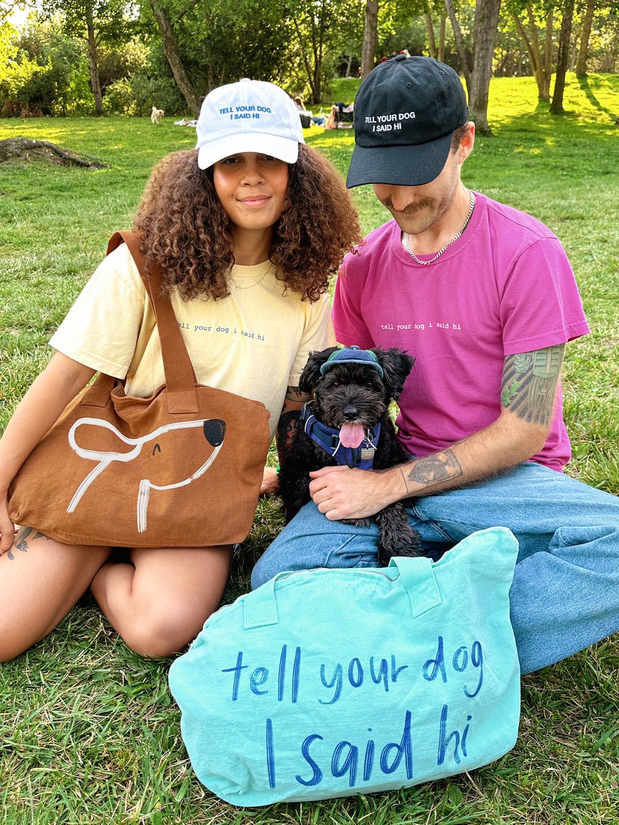 Big store update! We have new tee designs, new colors, and lowercase tell your dog i said hi hats. Can't decide what to buy first? Through Monday, we have a bundle deal: any tee, tote, hat, and two stickers for just $75. Get yours while supplies last! weratedogs.com