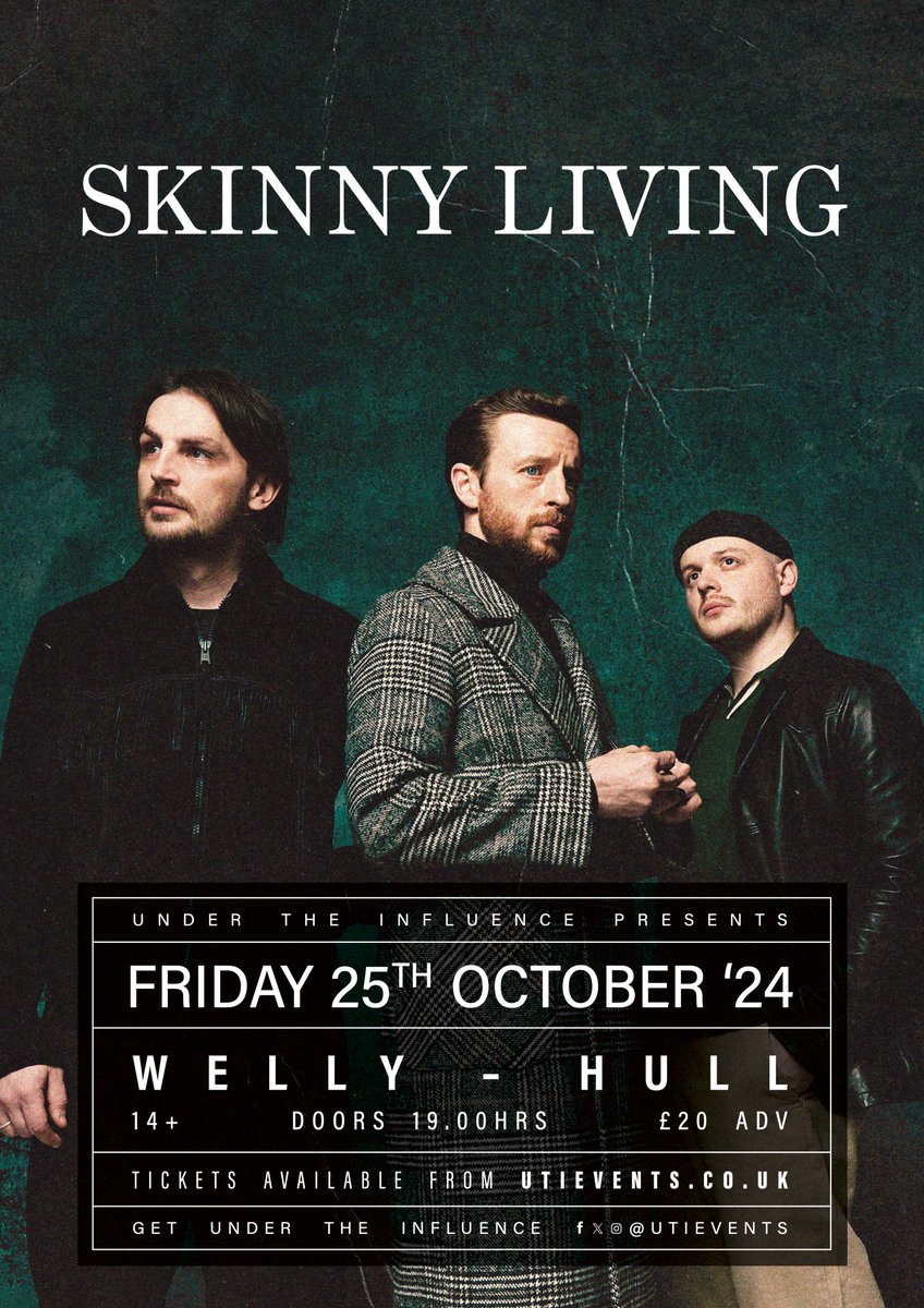 ON SALE NOW Rising Wakefield indie stars @skinnylivinguk at #Hull's @giveitsomewelly on Fri 25 Oct. 🎟 bit.ly/UTIEventsTicke… Winning widespread acclaim, amassing millions of streams worldwide, guaranteed to lift your spirits, they’re back with new music and a headline tour.