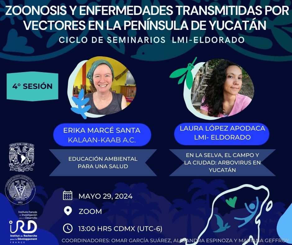 Eldorado_Intl's tweet photo. ¡Acompáñanos a la 4°edición del seminario sobre Zoonosis y Enfermedades Transmitidas por Vectores en la Península de Yucatán el 29 de mayo a la 1pm! 
Como invitadas tenemos a Erika Marcé y a Laura López Apodaca. 

https://t.co/tZY4A7CmcI https://t.co/96jklsWn2G