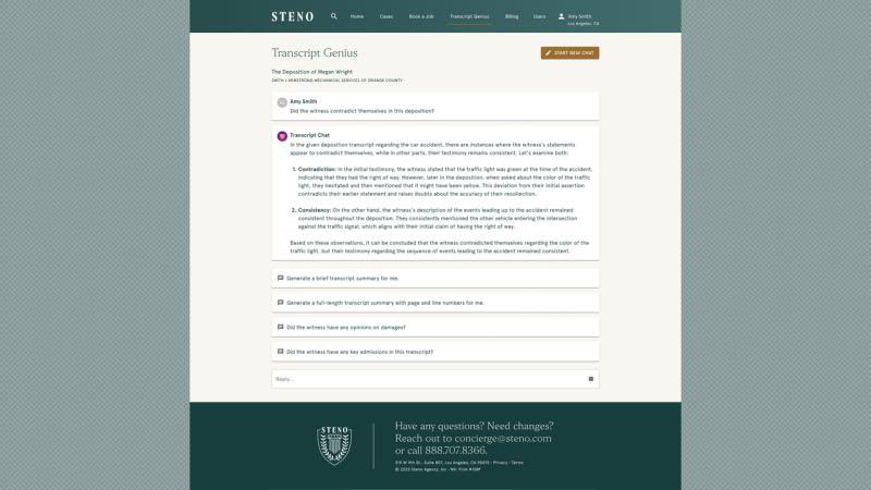 Our portfolio company Steno has unveiled Transcript Genius, a first-of-its-kind generative AI tool for transcript analysis! This innovative product transforms the traditionally labor-intensive transcript review process through enabling litigators to dynamically parse testimony to