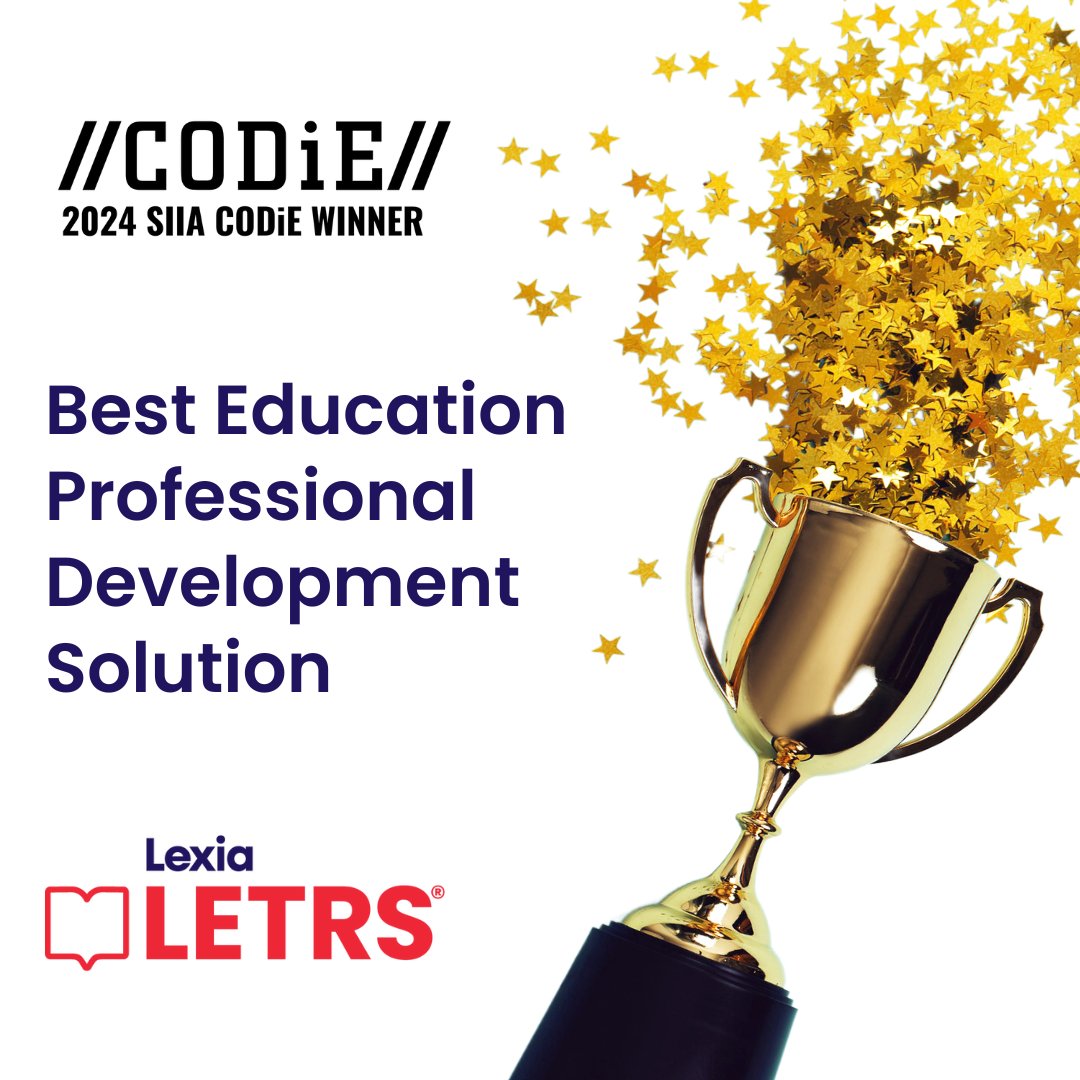 We are honored to announce that Lexia® LETRS® is the winner of the 2024 SIIA #CODiEAward for the Best Education Professional Development Solution! 🎉 

We are so proud of our team and the impact that #LETRS has had on so many educators across the nation. ❤