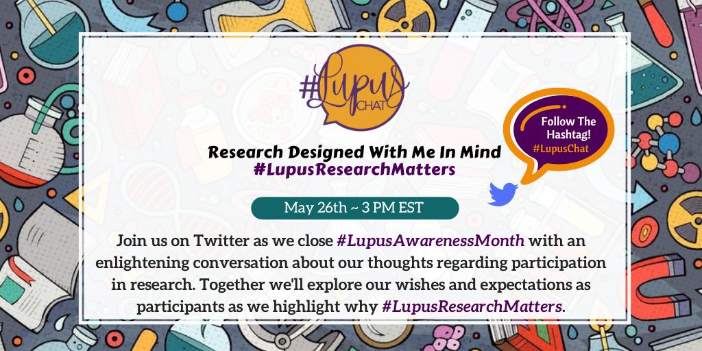 👉🏽🗓️ Join us on Sunday at 3 PM ET as we close #LupusAwarenessMonth with an enlightening #LupusChat conversation on our thoughts regarding participation in research. 🔬🧬 Together we'll explore our wishes & expectations as participants as we highlight why #LupusResearchMatters.