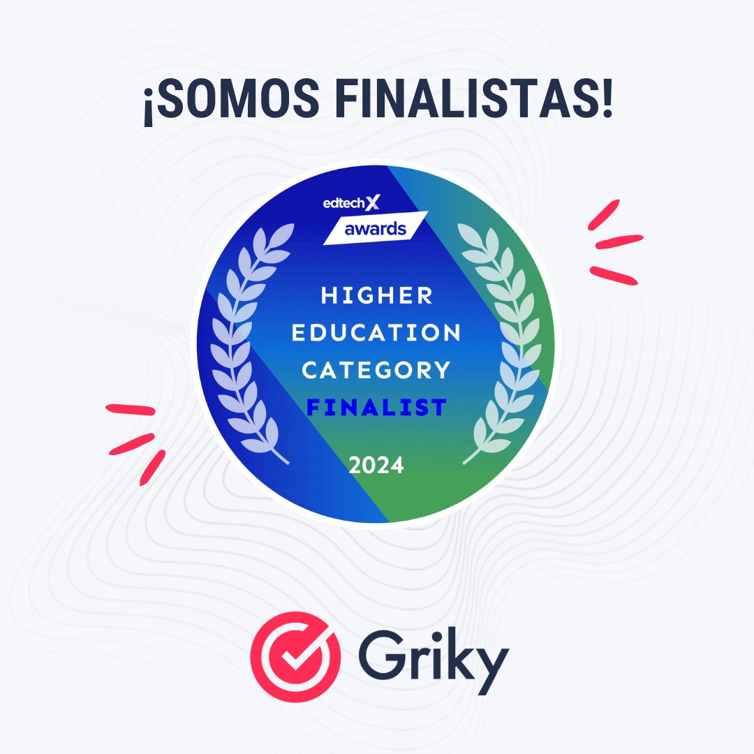 griky_co's tweet image. ¡Estamos felices de compartir que #Griky ha sido seleccionado como finalista para el Premio #EdTechX de Educación Superior 2024! 🏆

Estamos agradecidos por este reconocimiento y emocionados por lo que viene.

#EdTechX2024 #EducaciónDigital #InnovaciónEducativa