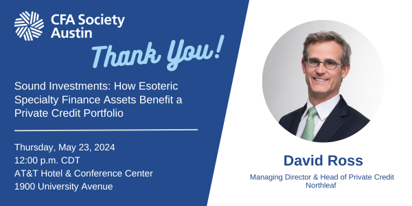 Thank you to our speaker at today's luncheon! This was our last CFA Society luncheon of the season - join us on June 18th for our End of Year Celebration Social!

Register now: cfasociety.org/austin/events/…