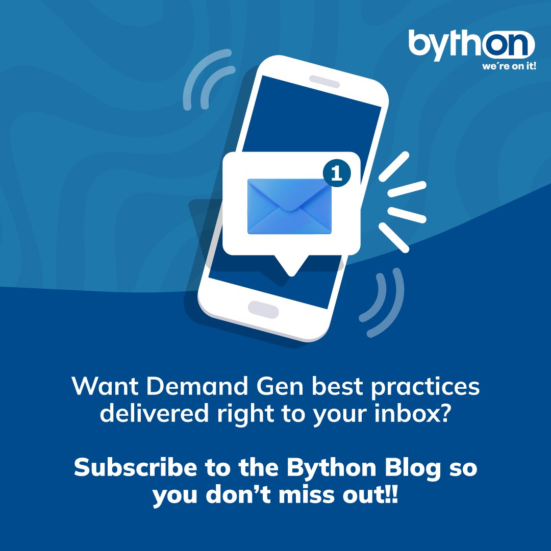 To keep your Demand Gen skills sharp, continual learning is key.

To see the newest info on the top Demand Gen topics, subscribe to the Bython blog: bit.ly/44W5aDv

#DemandGeneration #DemandGenerationStrategy #DemandGenerationMarketing