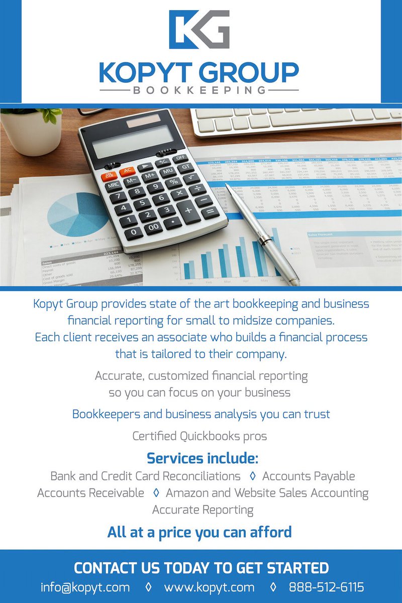 Jewocity's tweet photo. State of the Art Bookkeeping and Business Financial Reporting
 
Contact
Abraham Kopyt,
Kopyt Group Bookkeeping
1.888.512.6115
https://t.co/8PzV8kvmqN
 
Contact By Email: info@kopyt.com https://t.co/NZ0rMZqWD4