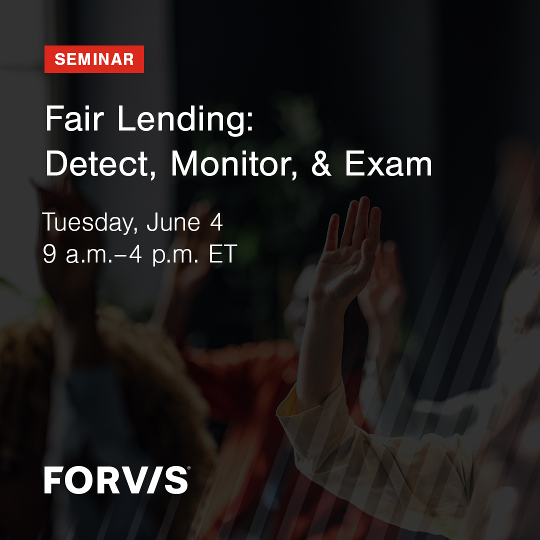 ProBankAustin's tweet photo. Register for this seminar from ProBank Education Services @FORVIS which will provide a detailed analysis of fair lending laws, rules, regulations, and examination procedures. https://t.co/0mPNkn815Q https://t.co/ozf16gByY4