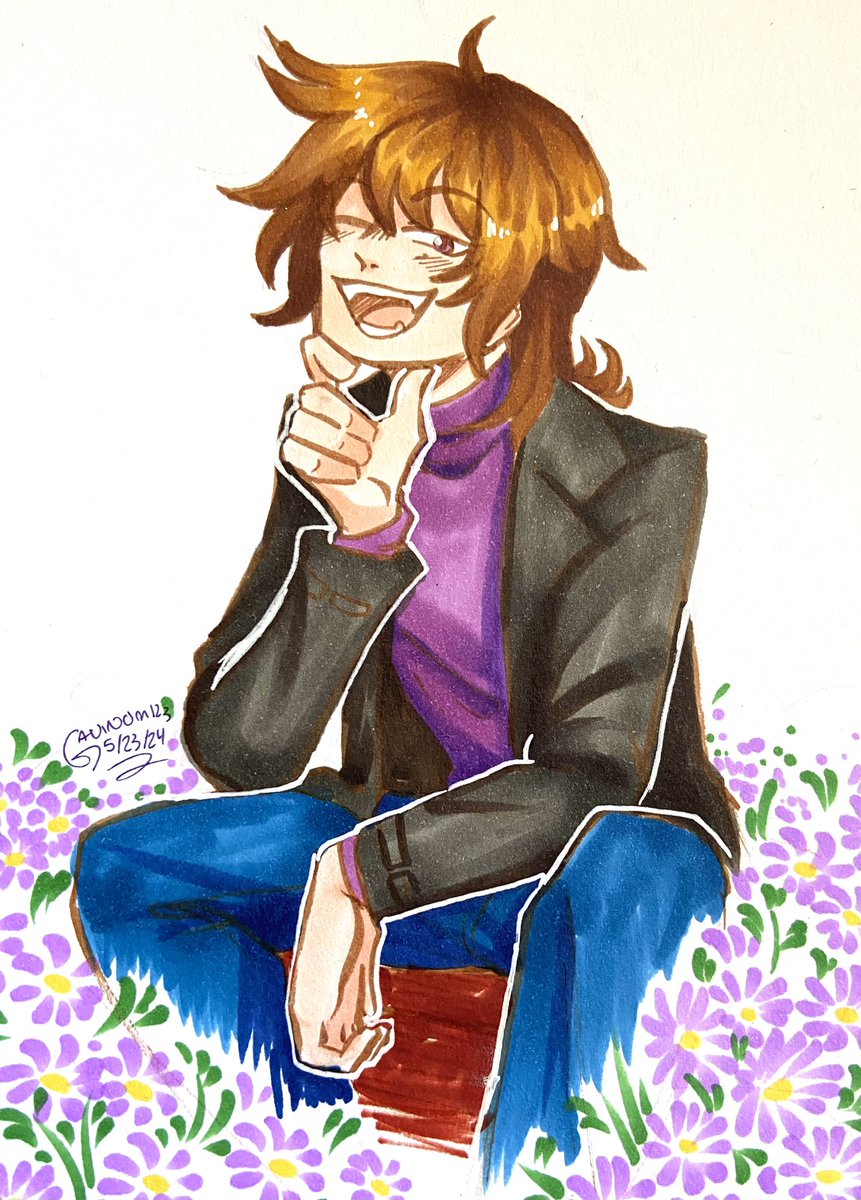 “flowerpot trio please… i beg 🥺🥺🙏🙏” -> only ended up doodling minoru but I hope you enjoy him anyways~~ 💜🖋️