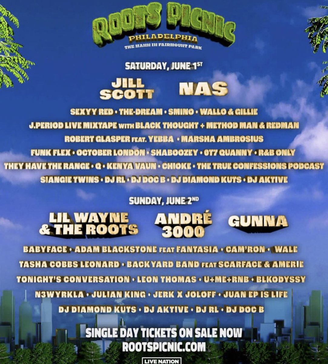 JUNE 2nd‼️ I’m Headed HOOOOOOOME to hit the Main Stage at @rootspicnic!! & This is going to be a a SPECIAL SPECIAL 1! I’m Bringing some heavy heavy hitters on stage with me to get that #PHILLY music Love the world all knows about!! Get your tickets now‼️ #BBE #LEGACY#RootsPicnic